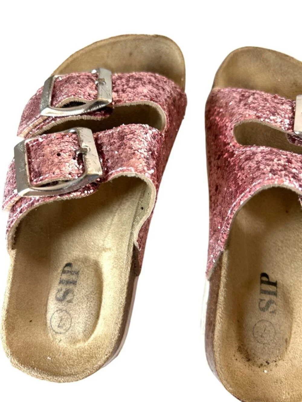 Sip Toddler Girls Sandals Slip-on Pink Sequined Size 7